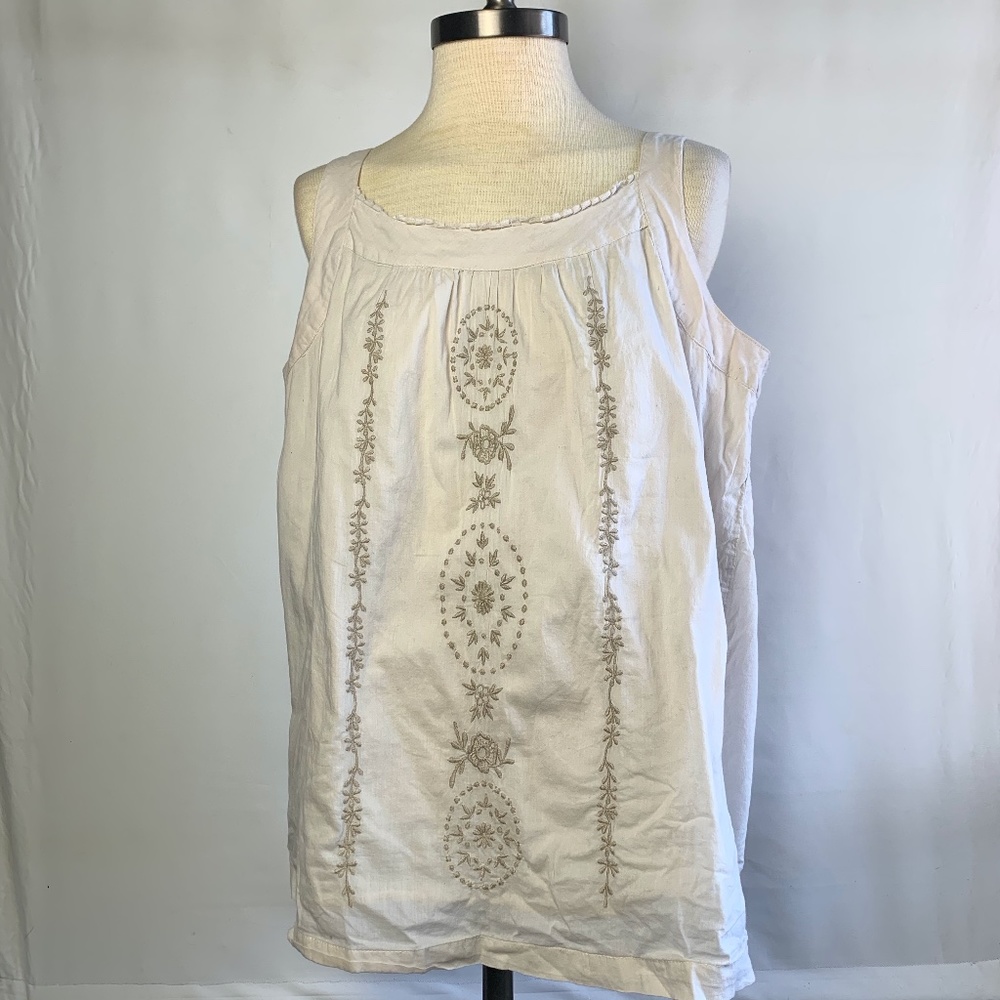 Sleeveless, embroidered blouse boho top - small